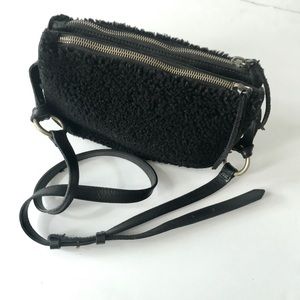 Madewell Twin Pouch Shearling Crossbody Bag